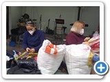 Bags of rice and other foods for distribution