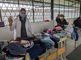 Jaqueline and Laura providing clothing to patients at Patricia Brown school at Santa Monica - June 4, 2023