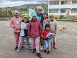 Jakelin awards scarfs to the girls who memorized the verse at Patricia Brown school at Santa Monica - June 4, 2023