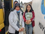 Jaqueline and Erika serving at Antonio Borja school at Muyurco - June 6, 2023